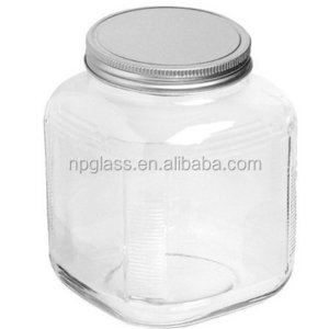 1 gallon cracker storage glass jar with aluminum lid