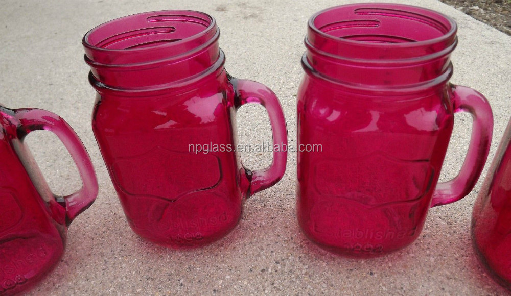 12oz color glass mason jar with metal lid and straw