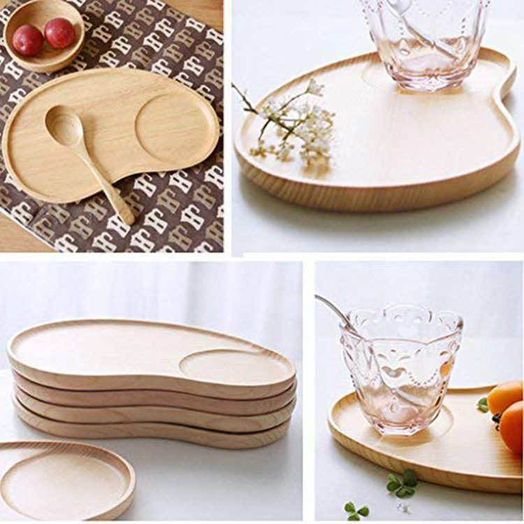 Bamboo wooden breakfast food serving tray set for kitchen