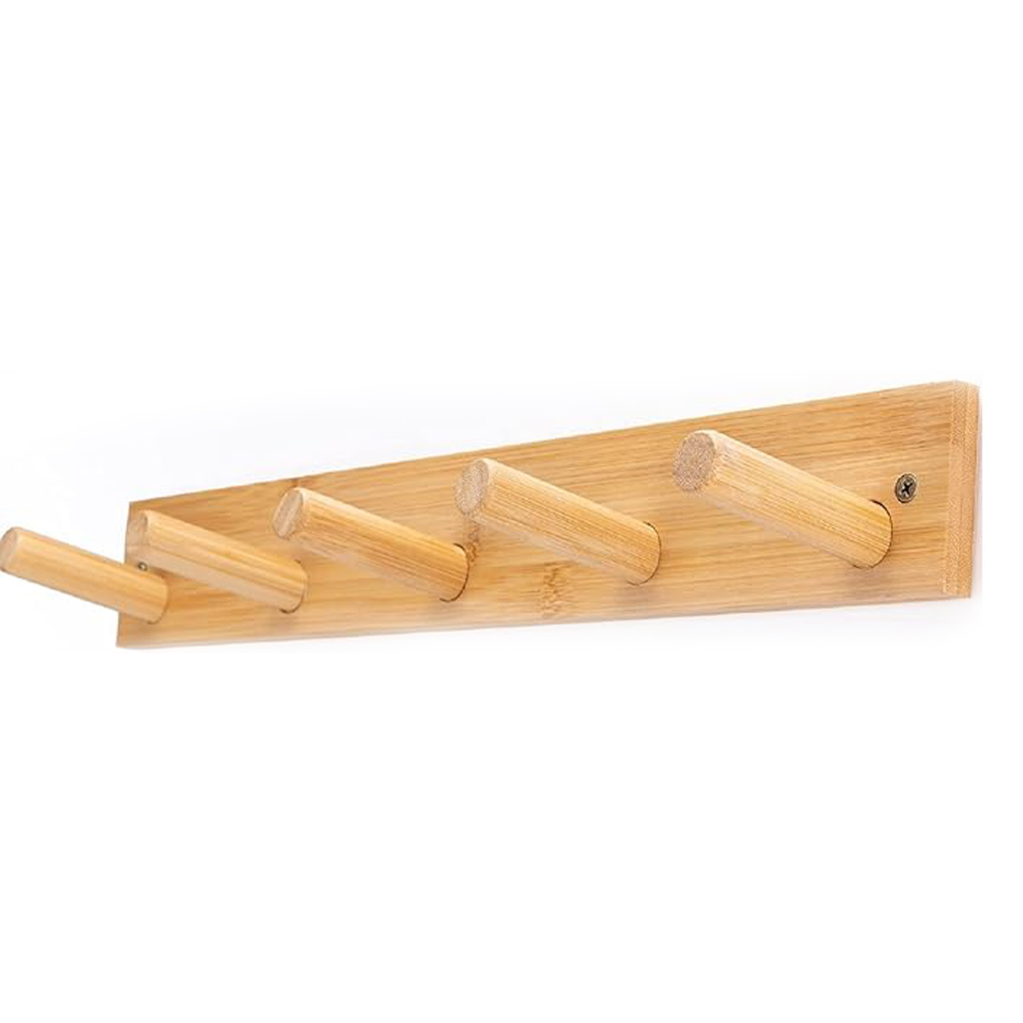 Wholesale New Design Natural Bamboo Coat Rack Wall Mount For Hanging Clothes Robes Towels Hats