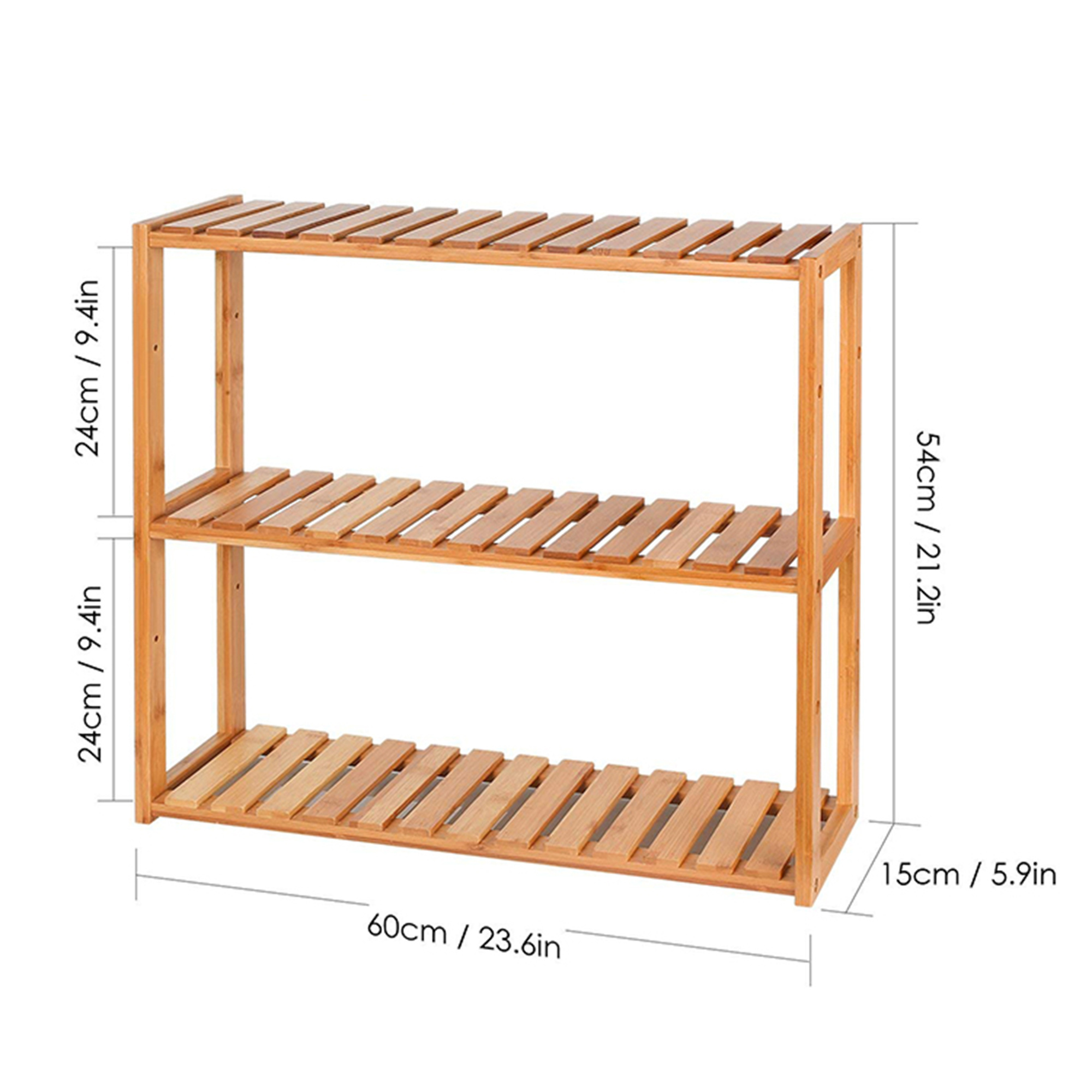 Multifunctional Bamboo Bathroom Tower Rack 3-Tier Shelf Wall Mounted Adjustable Layer Rack Wooden  Storage Organizer