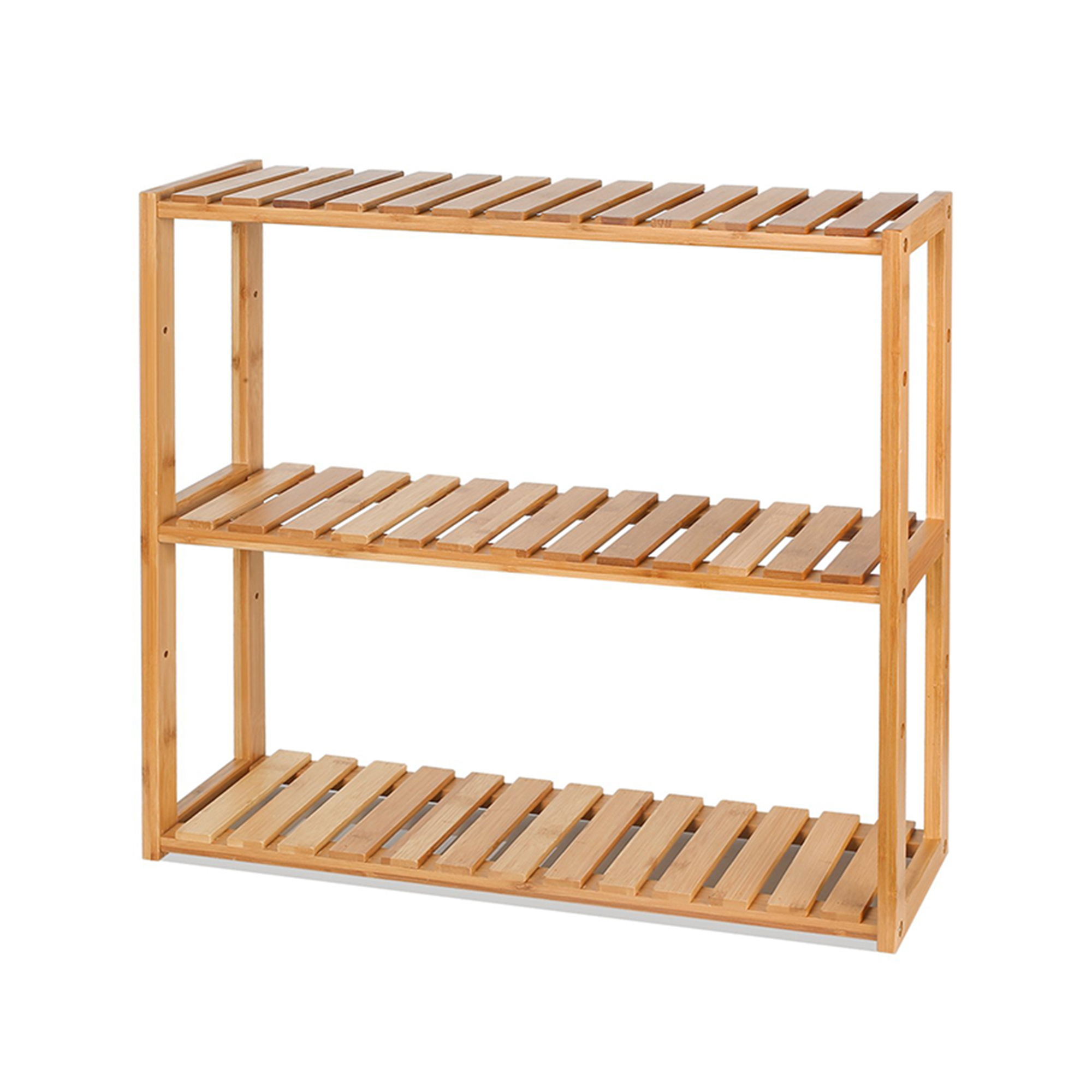 Multifunctional Bamboo Bathroom Tower Rack 3-Tier Shelf Wall Mounted Adjustable Layer Rack Wooden  Storage Organizer