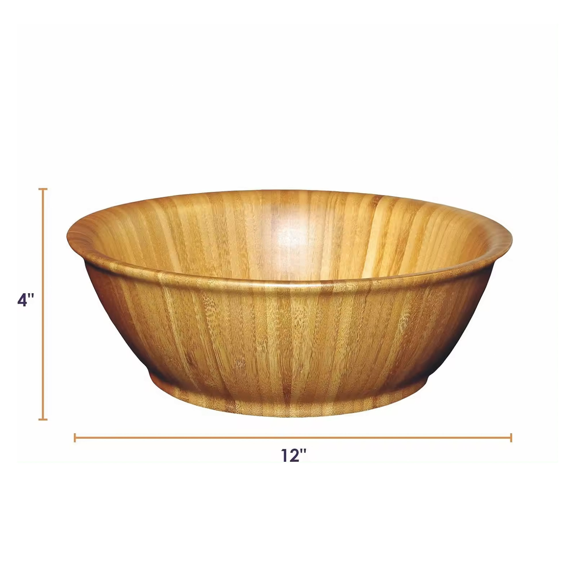 Factory Wholesale Reusable Handmade 100% Natural Round Salad Natural Bamboo Wooden Bowl