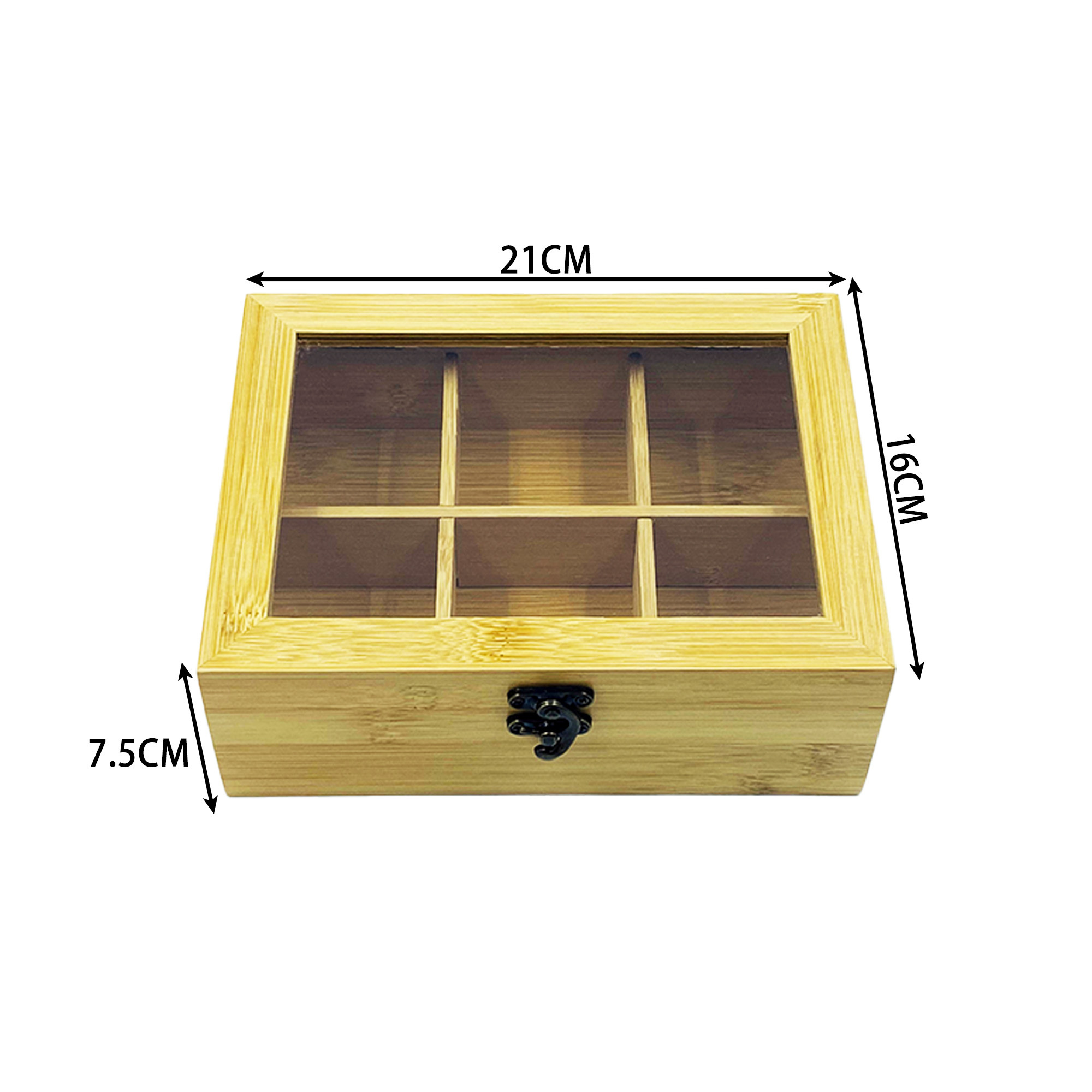 Natural Bamboo Wood Tea Storage Box With Hinged Lid Bamboo Tea Bag Organizer for Tea Bag Organizer