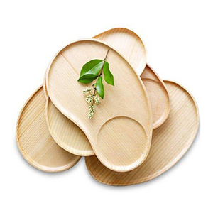 Bamboo wooden breakfast food serving tray set for kitchen