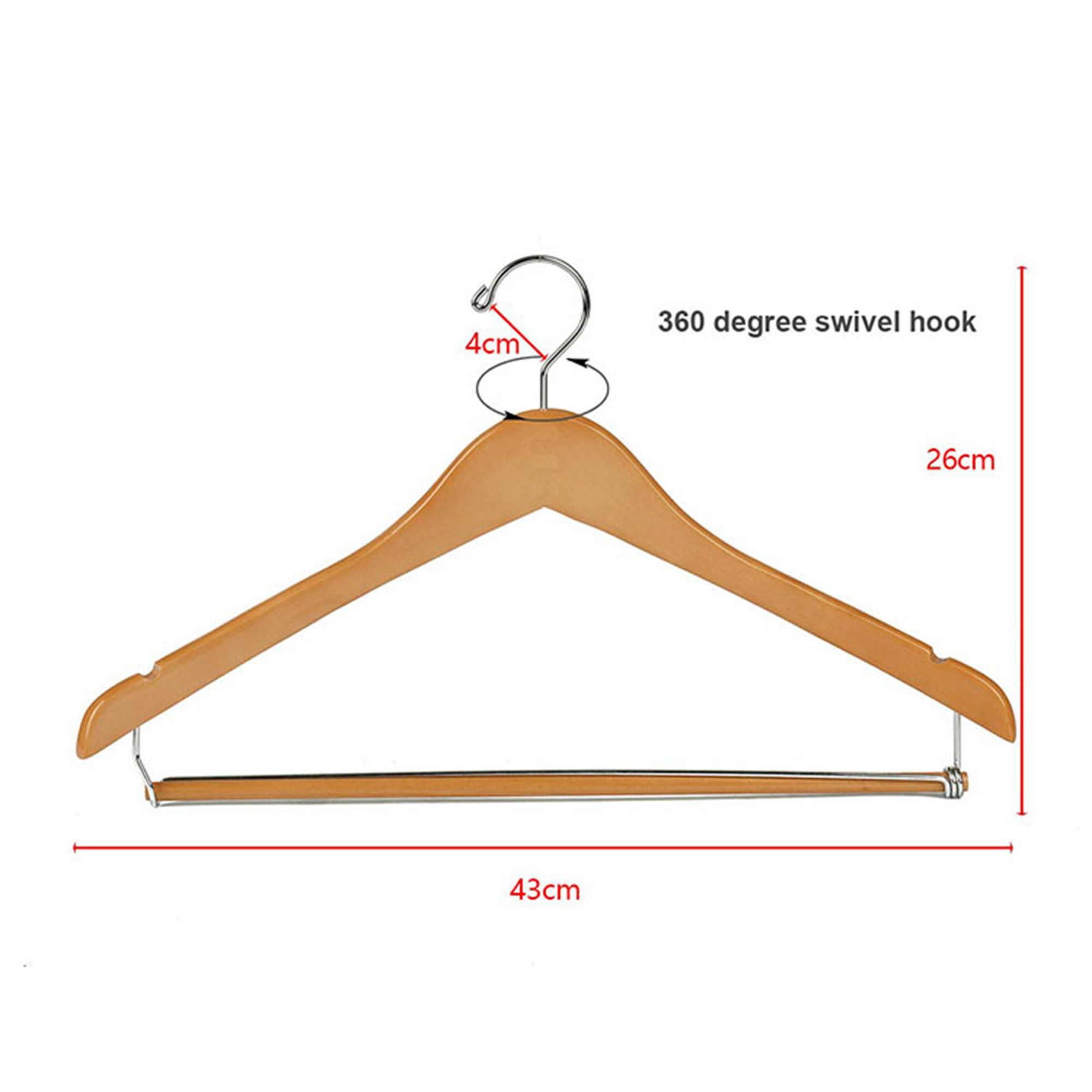 Wholesale High-Grade Curved Natural Bamboo Wooden Hangers Suit Coat With Locking Bar Chrome Hooks