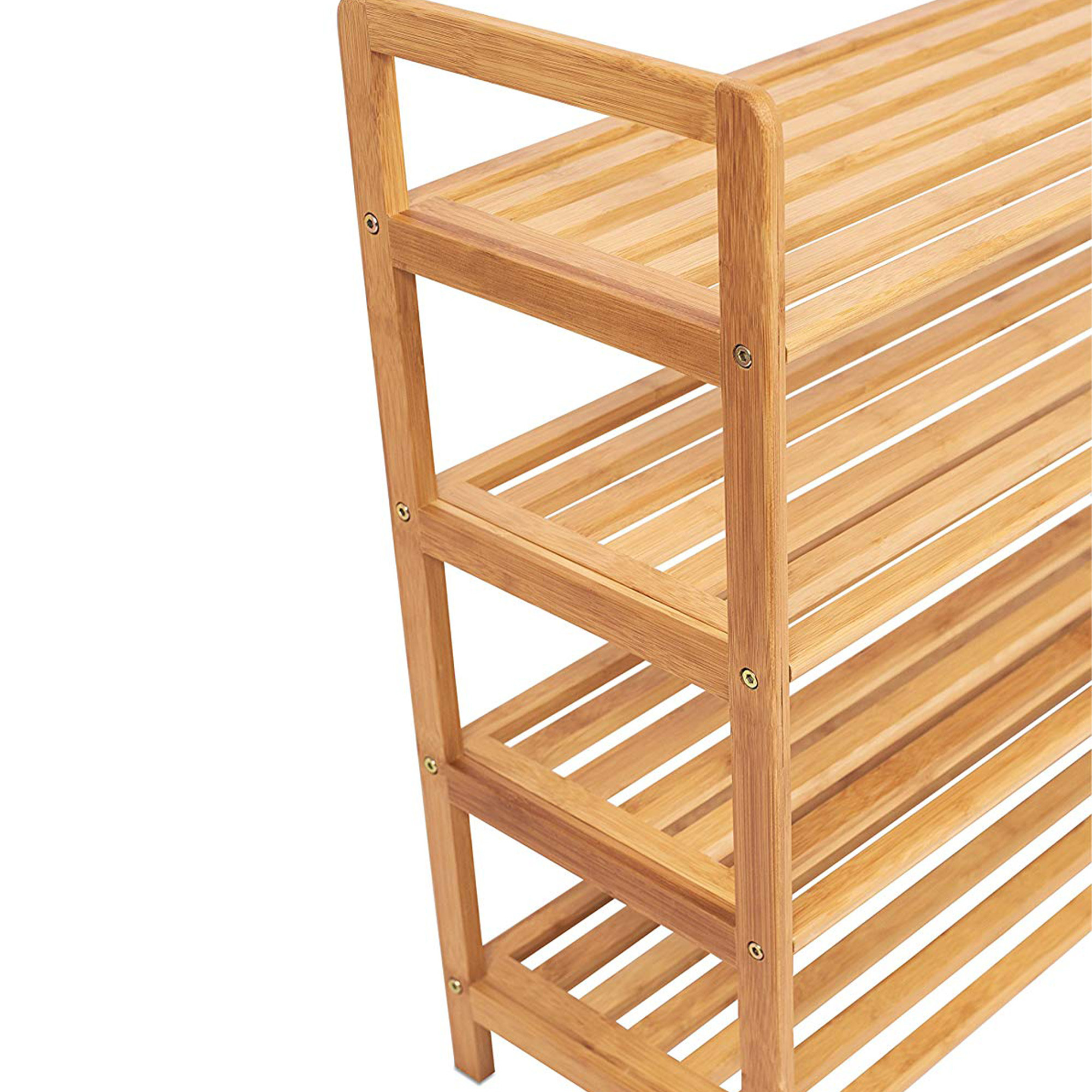 Factory Supplier Eco-Friendly Free-Installation 4 Tier Durable Wooden Custom Shoes Storage Rack Cabinet Bamboo Shoe Rack Shelf