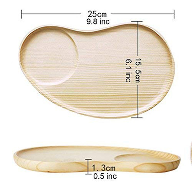 Bamboo wooden breakfast food serving tray set for kitchen