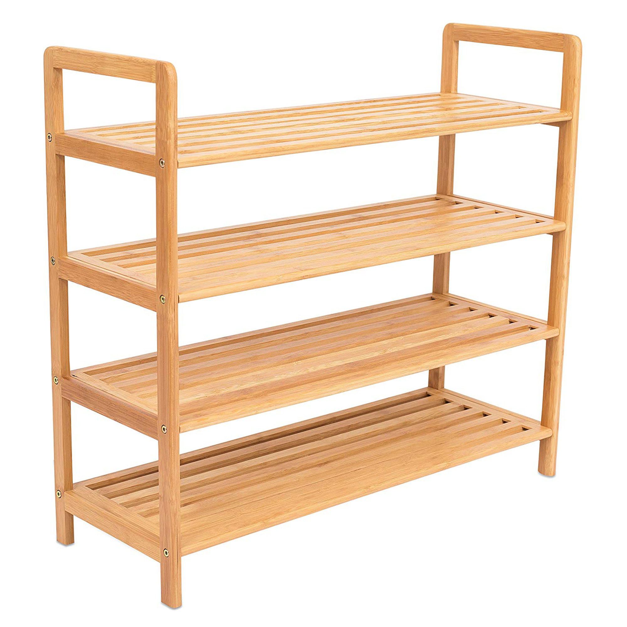 Factory Supplier Eco-Friendly Free-Installation 4 Tier Durable Wooden Custom Shoes Storage Rack Cabinet Bamboo Shoe Rack Shelf