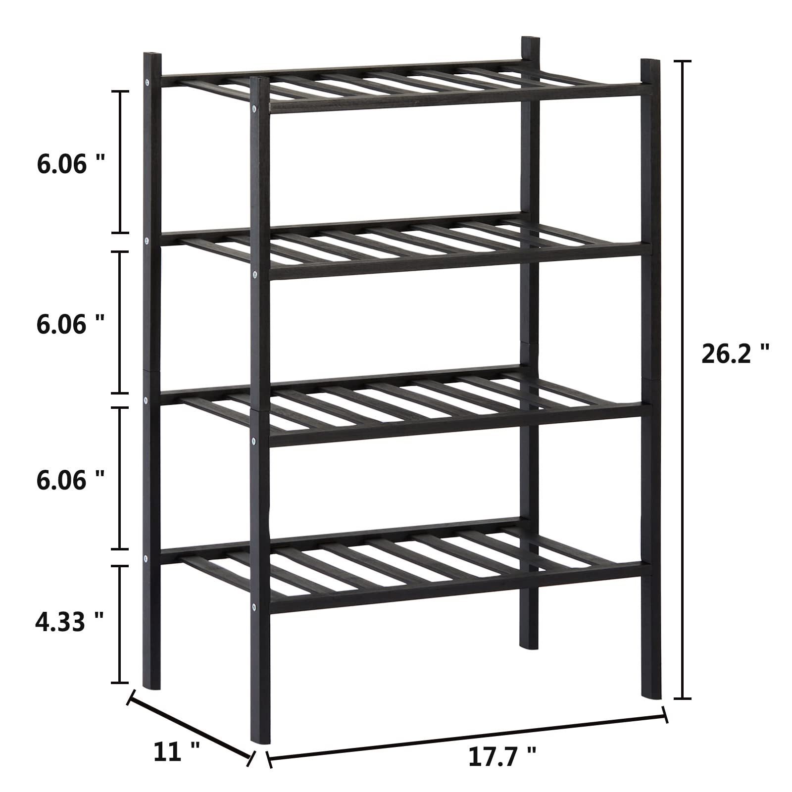 Shoe Rack for Entryway Closet 4 Tier Narrow Shoe Rack Stackable Organizer Storage