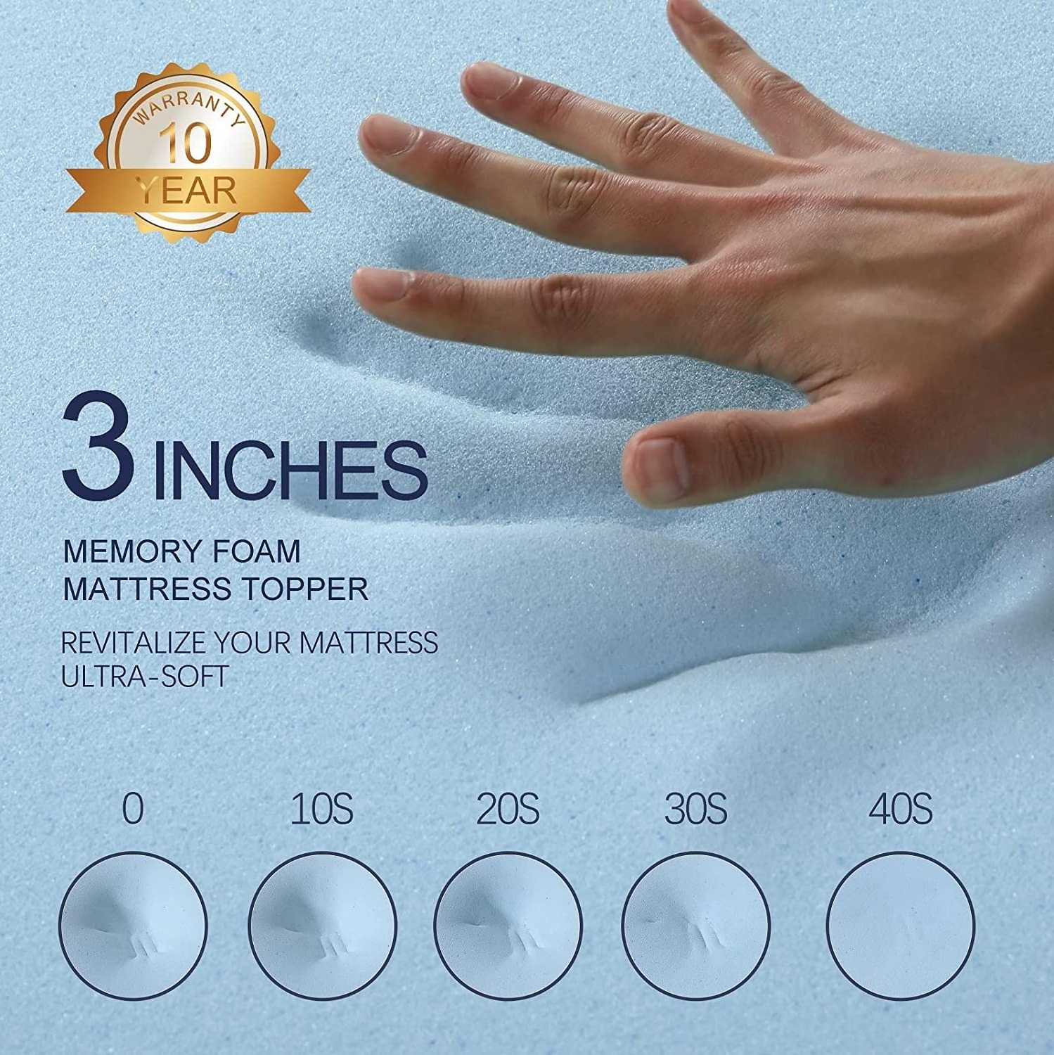 Mattress Topper California King 4-inch Medium Firmness Memory Foam Mattress Pad with 100% Bamboo Cotton Mattress Topper