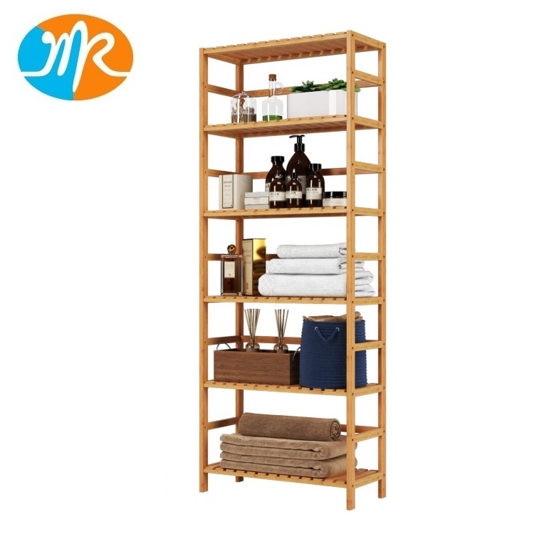 Bamboo Shelf 6 Tier  Free Standing Bookshelf Plant Flower Stand Rack Bathroom Storage Tower