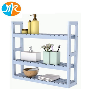 Bamboo Bathroom Shelf 3-Tier Wall Mount Storage Rack Adjustable Layer Utility Shelves Living Room Kitchen