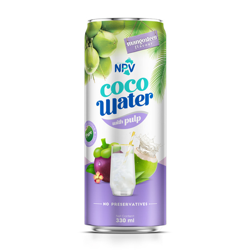 Hot Products For Summer Pure And  Natural Coconut Water Mangosteen 330ml Can - OEM Beverage Company From Vietnam