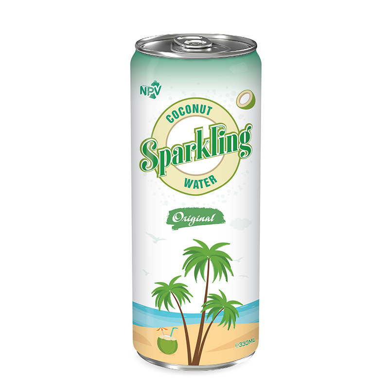 Wholesale 330ml Can Sparkling Coconut Water With Kiwi Flavor Private Label Free Sample Products