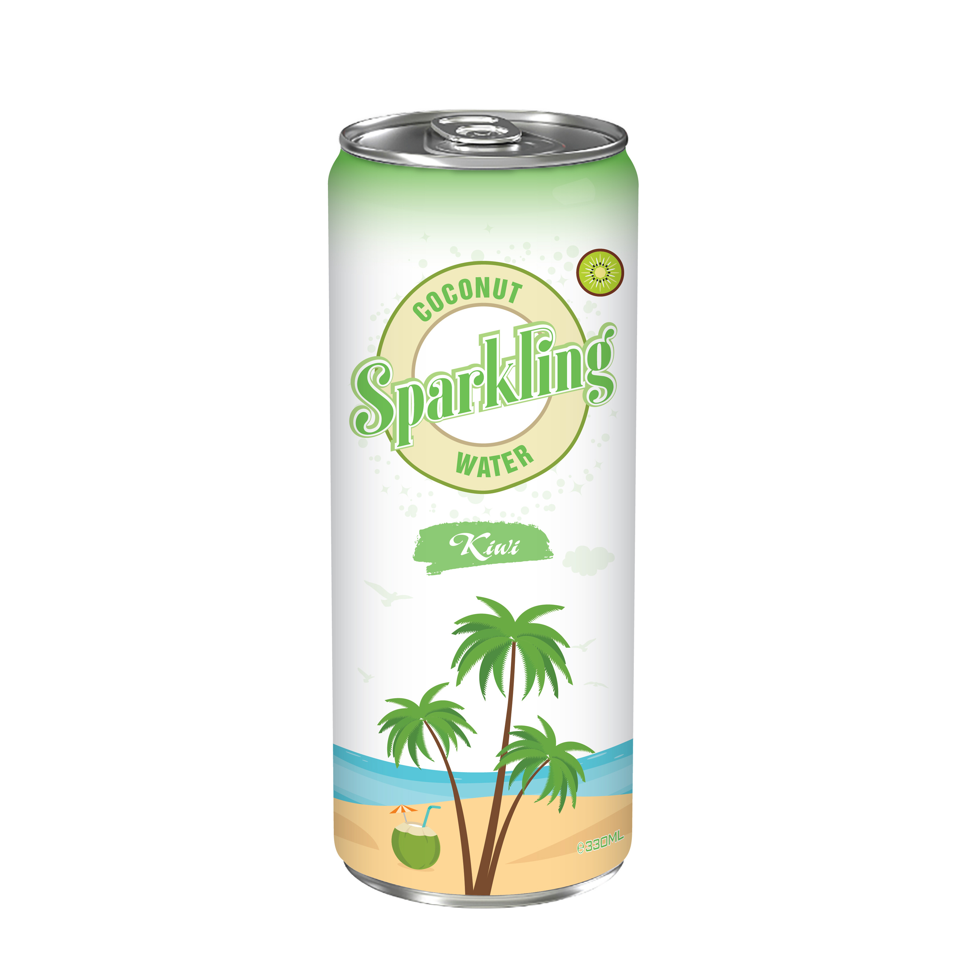 Wholesale 330ml Can Sparkling Coconut Water With Kiwi Flavor Private Label Free Sample Products