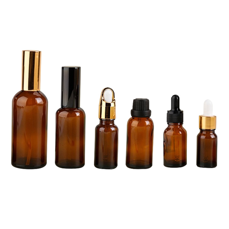 Brown Oil Bottle With Black Cap for Essential Oil 5ml 10ml 15ml 20ml 30ml 50ml100ml Perfume Sample Bottle Aromatherapy