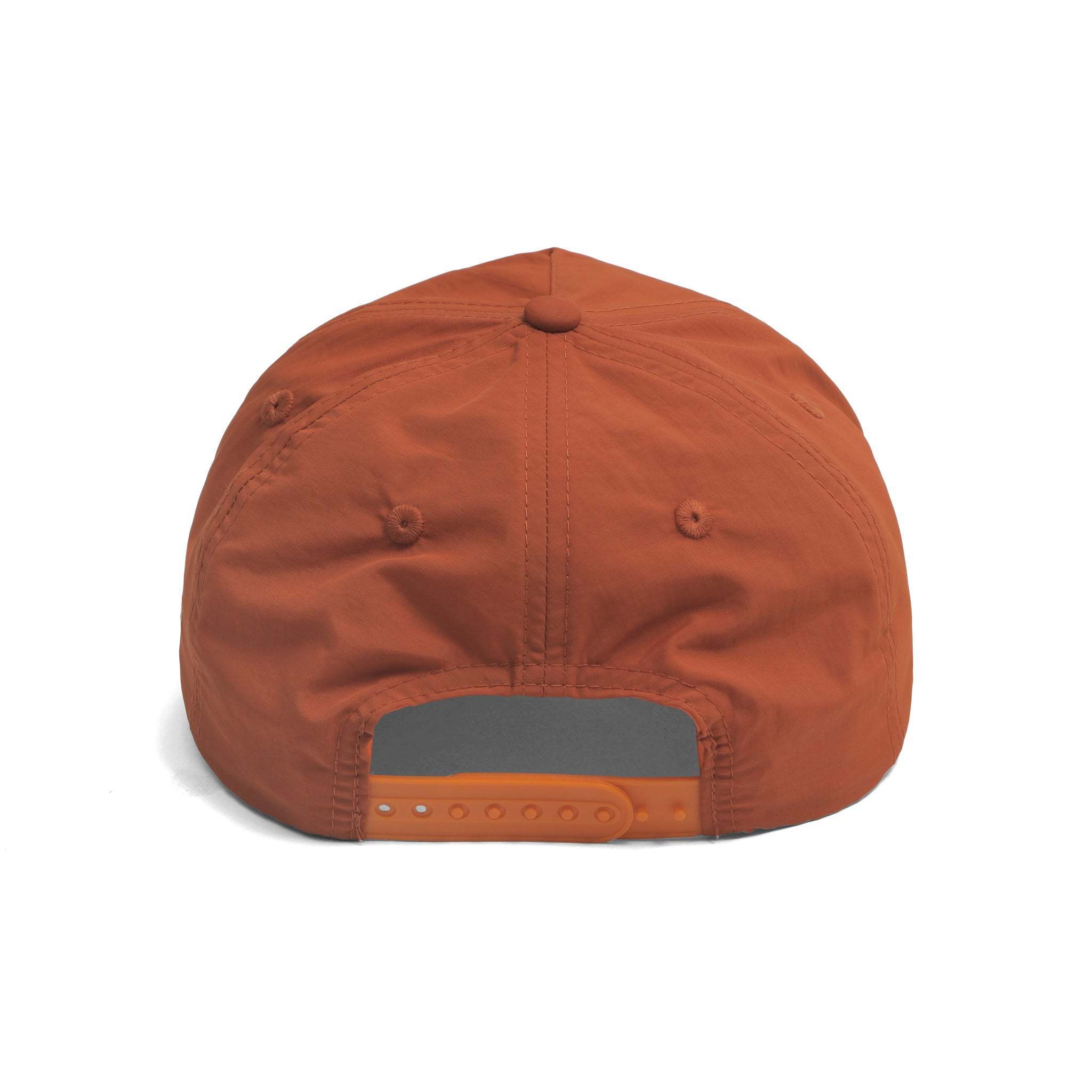 Qianzun vintage burnt orange custom logo structured 5 panel baseball cap waterproof blank nylon rope golf hat with rope