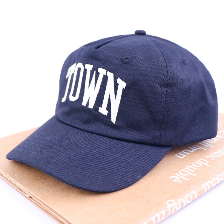 Qianzun navy blue 5 panel folding hat baseball hats with custom logo baseball cap