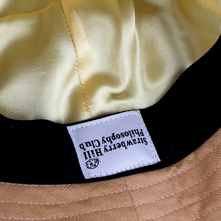 Qianzun round top embroidery logo satin lined bucket hat with satin lined