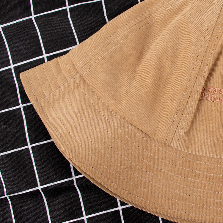 Qianzun round top embroidery logo satin lined bucket hat with satin lined