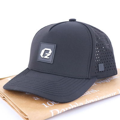 Qianzun athletic water resistant men waterproof golf hat hole laser cut perforated hat custom 5 panel polyester baseball caps