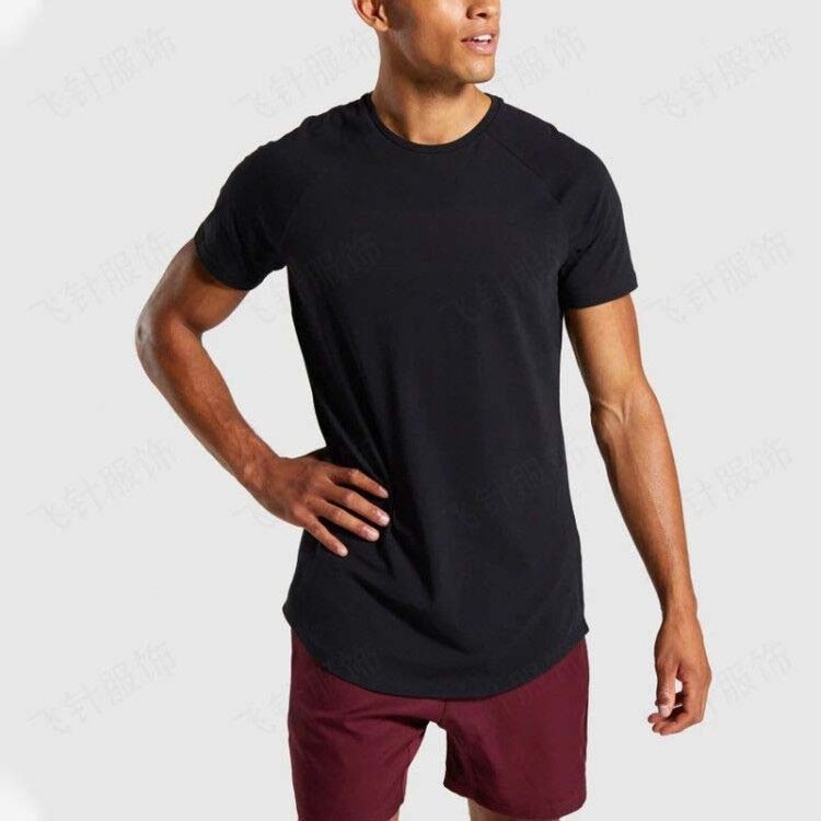 men's seamless gym round-neck sports fit t shirt plain dyed 90 polyester 10 spandex muscle fit t-shirt without label