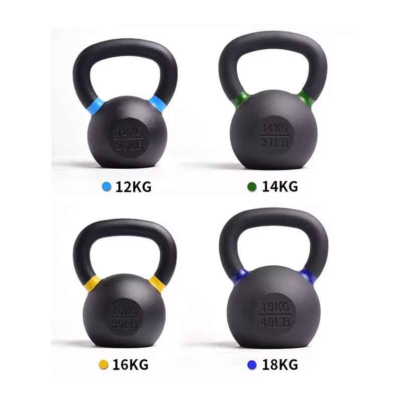 Custom Gym Weight Training Gravity Workout Solid Spray Paint Coated Competition Cast Iron Kettlebell With Logo