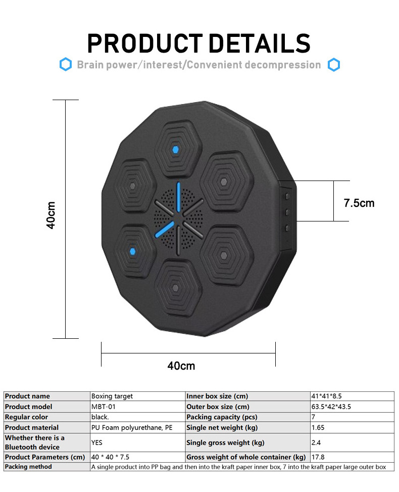 NQ Home Boxing Target Trainer Training Fitness Wall Target Pad Light Up Smart Music Boxing Machine For Adult With Bluetooth