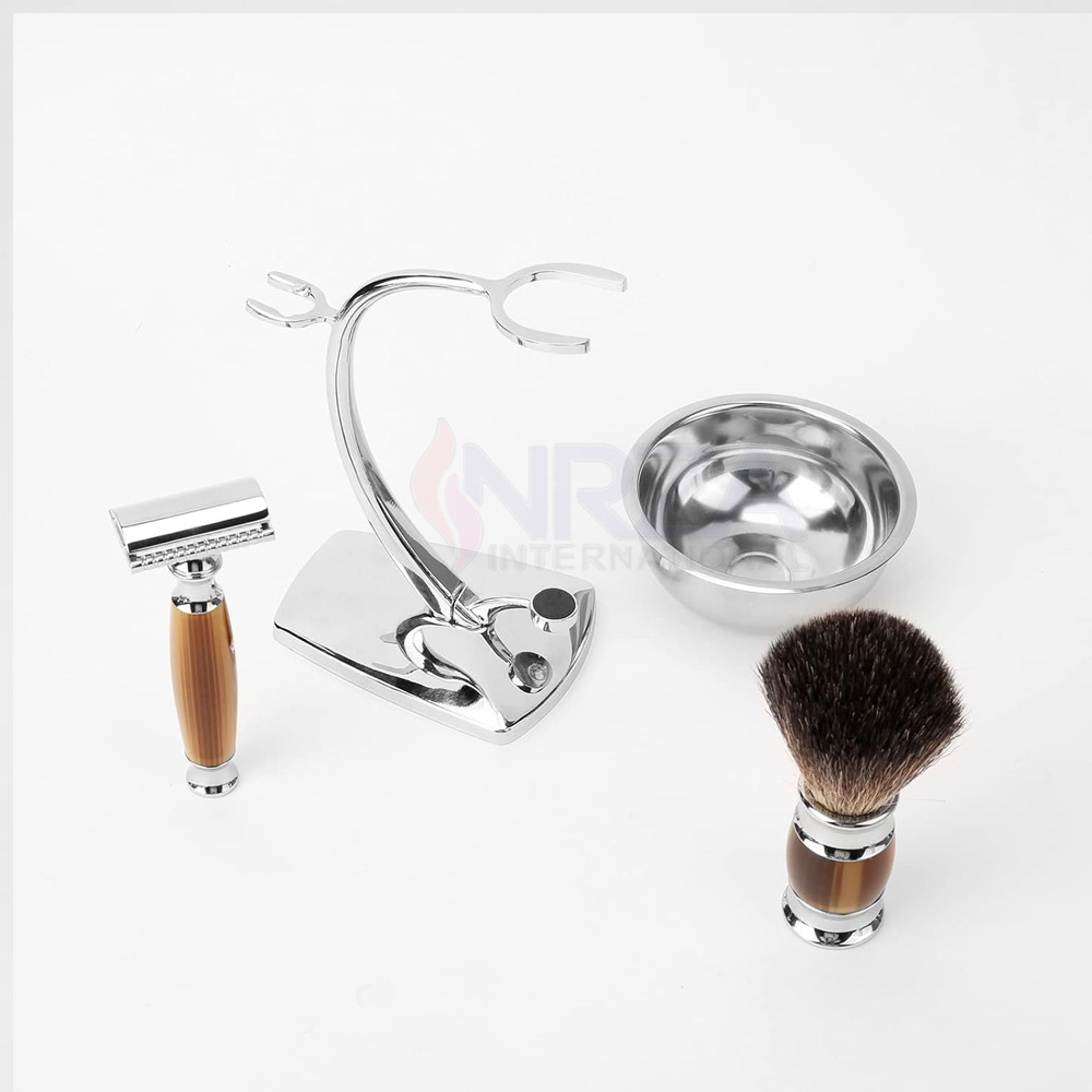 Fashion Rose Gold Shaving Set Premium Pure Badger Hair Shaving Brush Safety Razor Shaving Brush Set