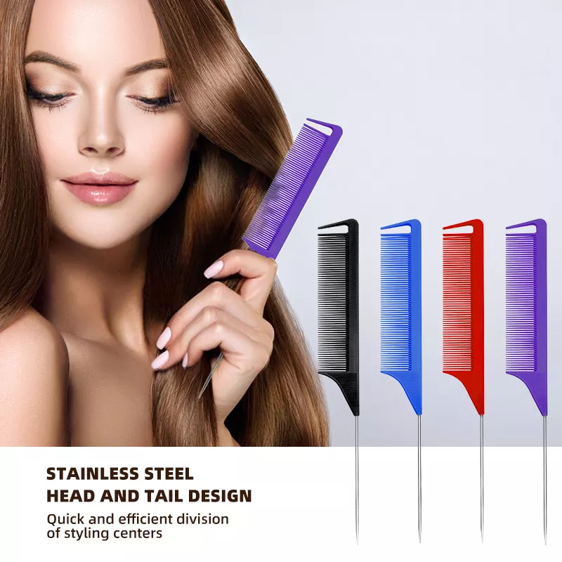 Salon Home Use Carbon Nylon Fiberglass Rat Tail Teasing Comb Heat Resistant Parting Hair Comb