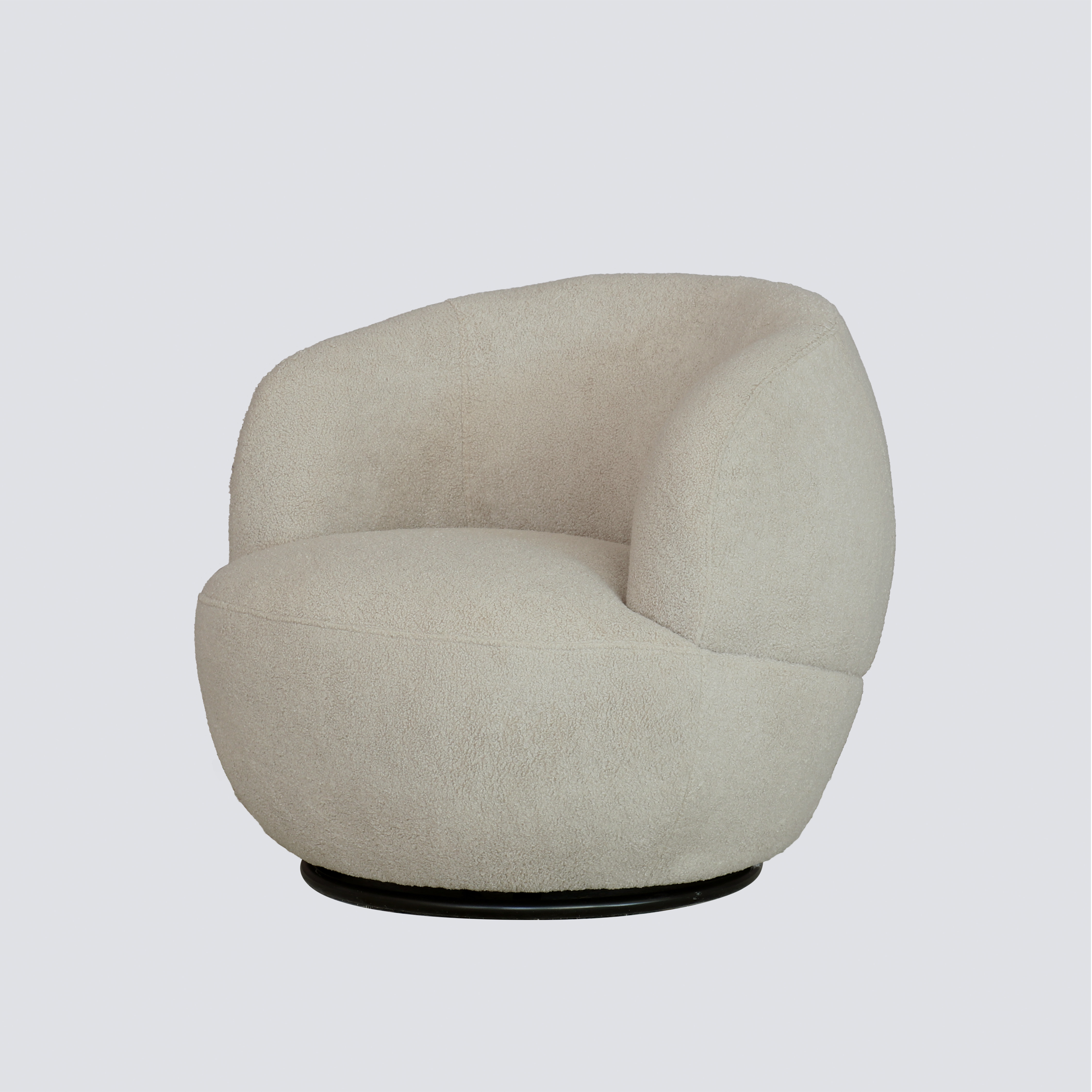 NS FURNITURE Round Shape Swivel Chair Soft Fabric Armchair Fashion Boucle Club Chair for Lounge Living Room Office Upholstery