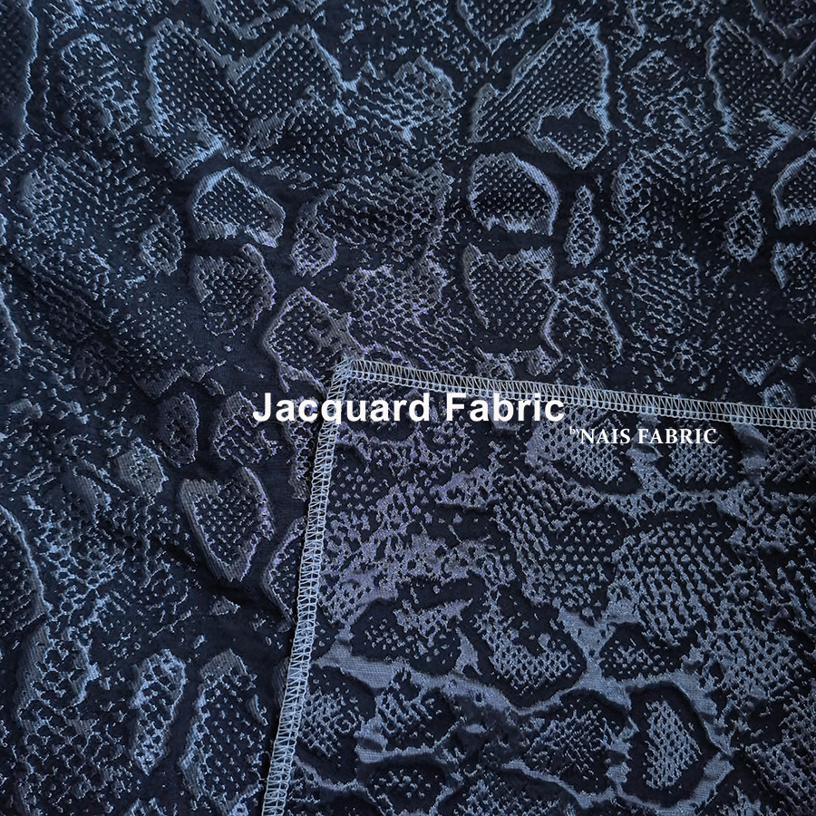 NAIS latest black silver grey snake pattern embossed 3d brocade textile jacquard damask fabric for men's jacket