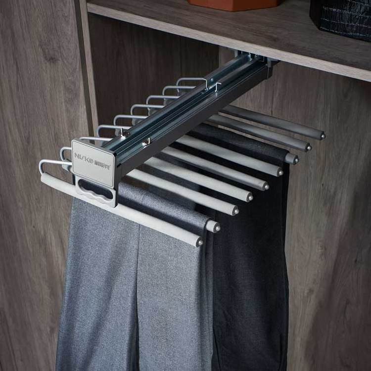 Closet Accessories Top Mounting Trousers Rack Clothes Hanging Rack Pull Out Clothes Drying Rack