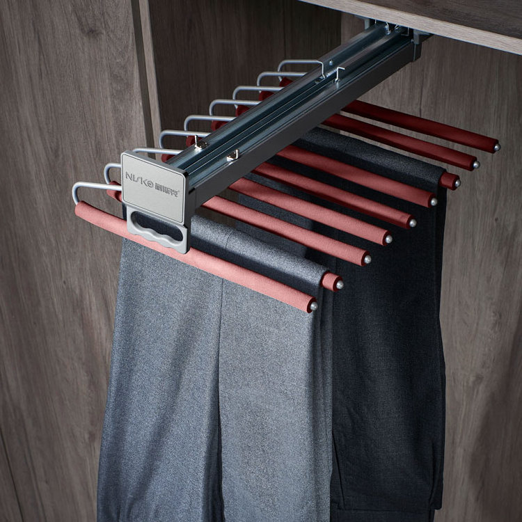 Wardrobe accessories clothes Hanging Rack Pants Rack With Top Mounting Soft Closing Slide