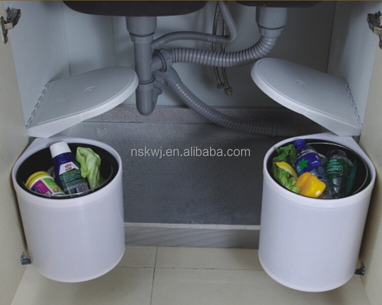 Small Stainless Steel Dustbin auto open with cabinet door Trash Can Waste Bin