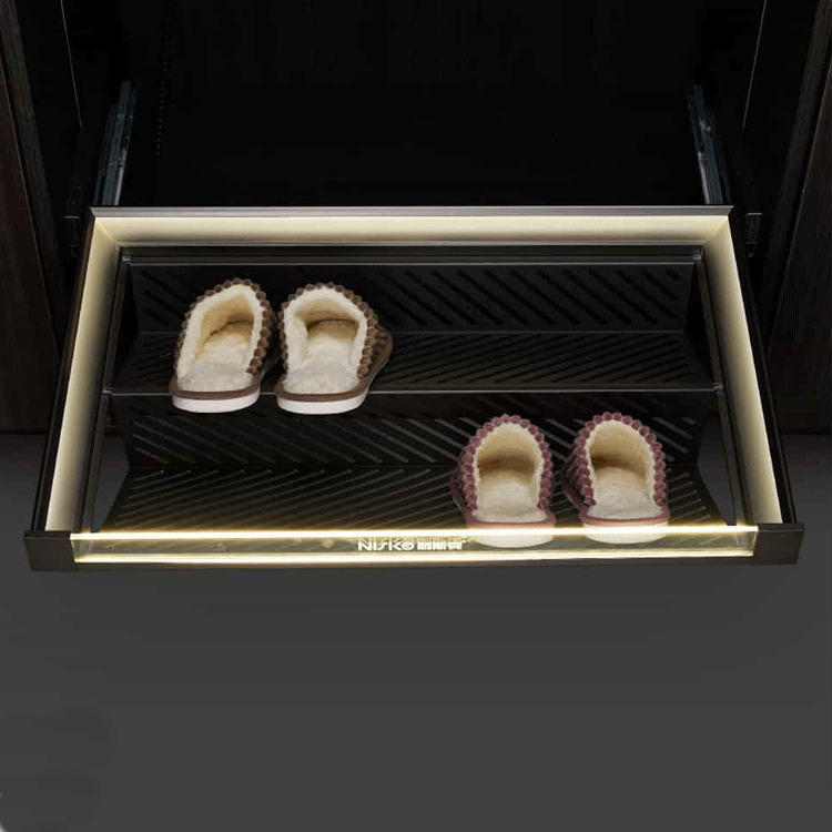 wardrobe accessories shoes rack in closet, pull out shoes shelves organizer two tiers save space