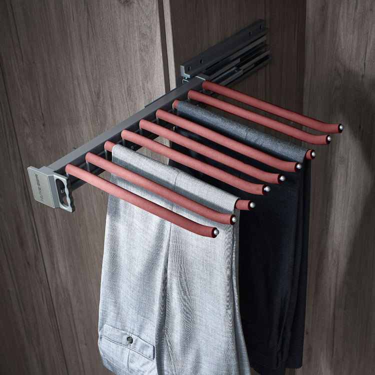 wardrobe accessories, wardrobe trouser rack  sliding pants hanger with soft closing