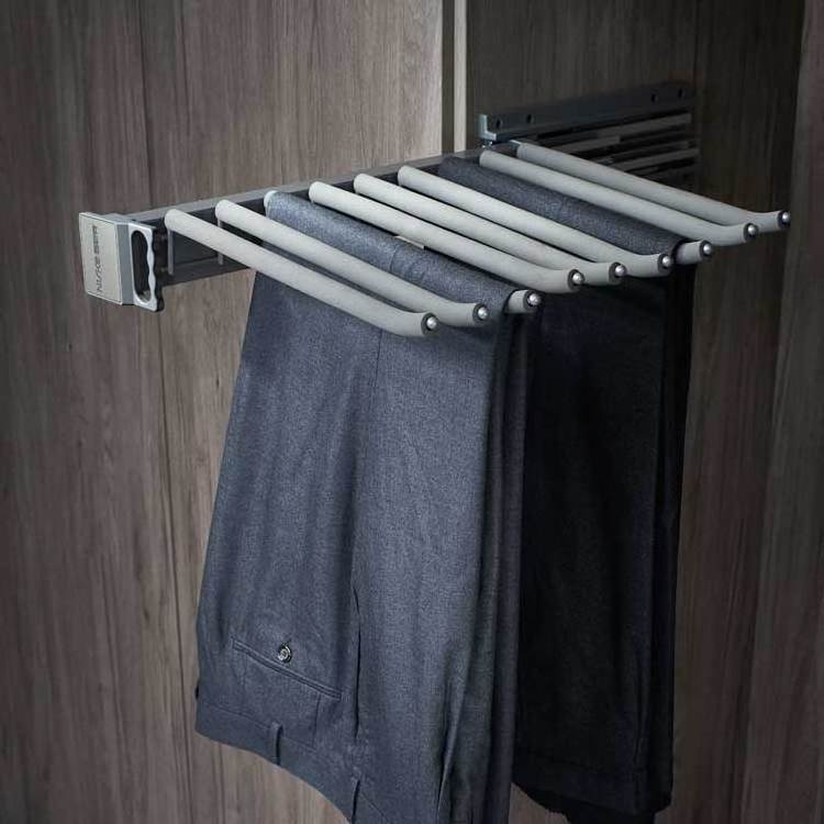 Closet Accessories Top Mounting Trousers Rack Clothes Hanging Rack Pull Out Clothes Drying Rack