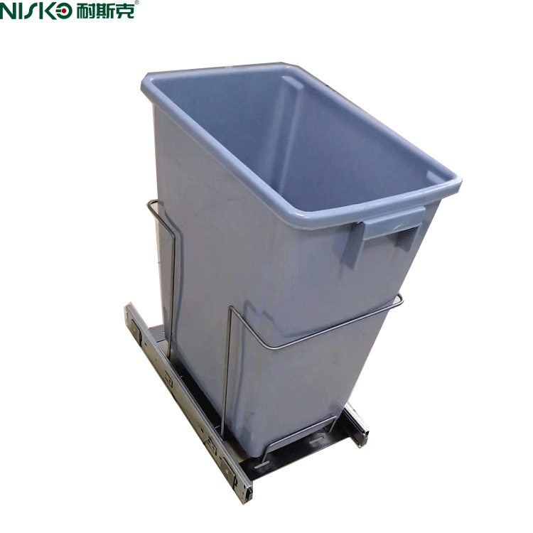 Plastic Single Bucket Pull Out Trash Can Under Cabinet Waste Bin for Kitchen Cabinet