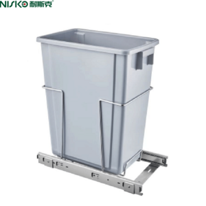 Plastic Single Bucket Pull Out Trash Can Under Cabinet Waste Bin for Kitchen Cabinet