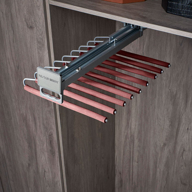 Wardrobe accessories clothes Hanging Rack Pants Rack With Top Mounting Soft Closing Slide