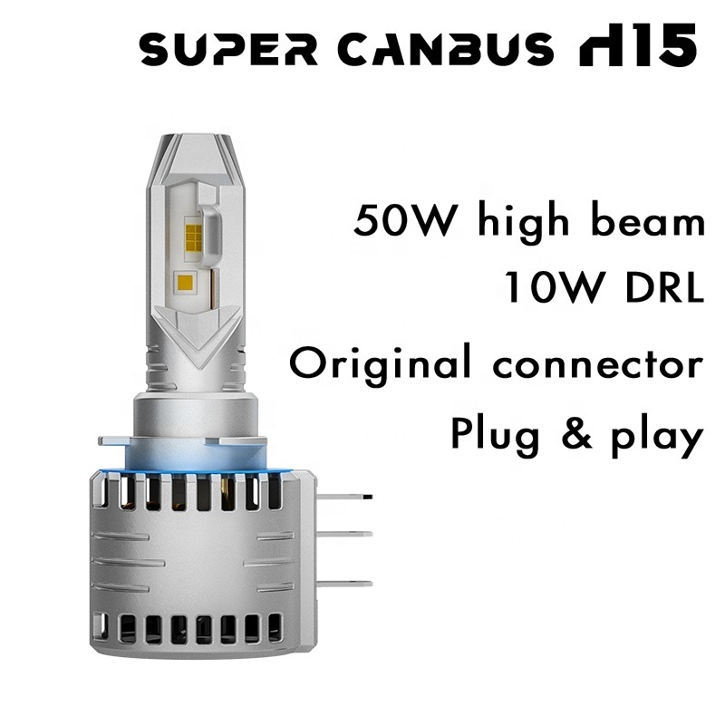 Upgraded H15 LED Light Bulbs 100W High Beam and 20W DRL Plug and Play with Original Connector Error-Free Headlight for Car