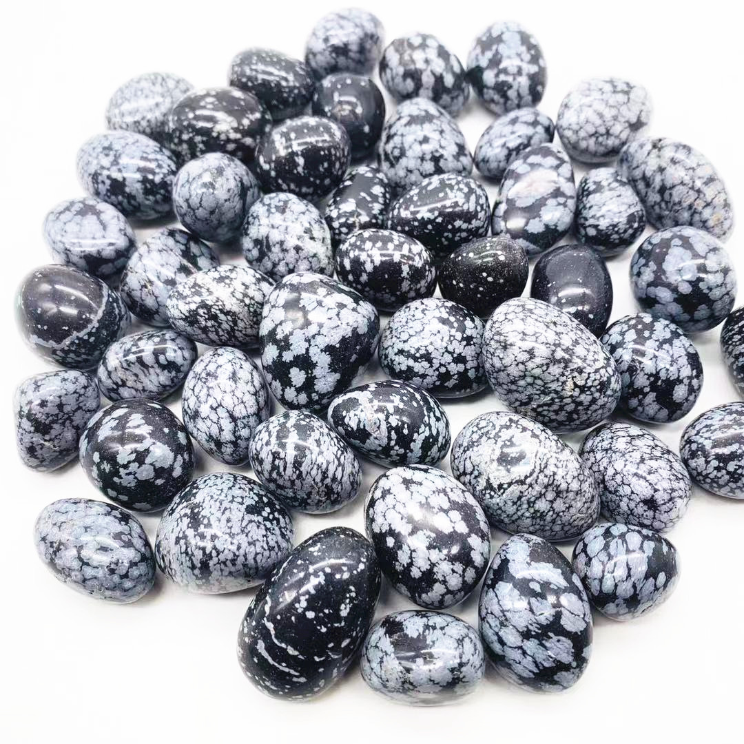 Natural polished crystal Stone Rock Healing Crystal Snowflake obsidian Tumbled Stone