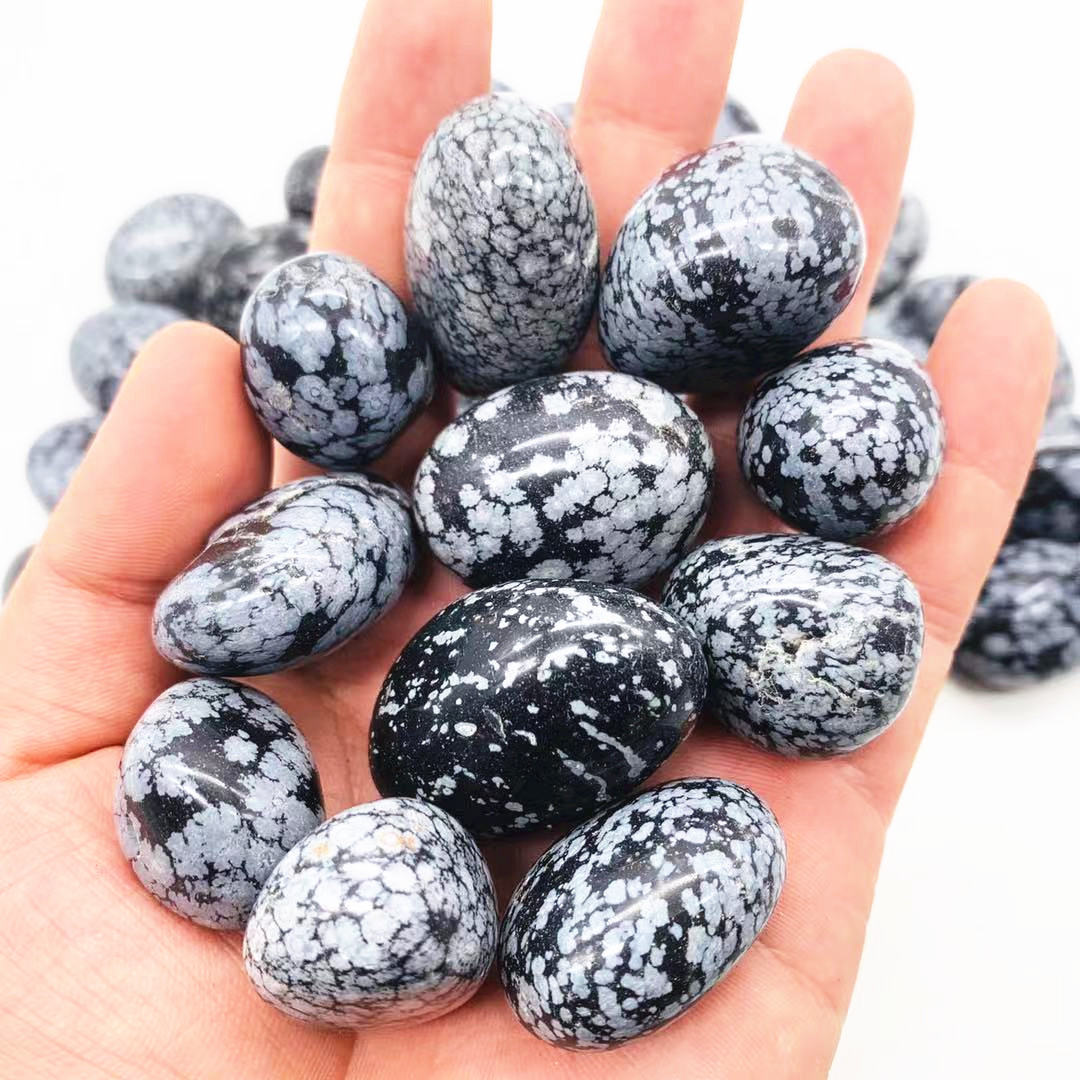 Natural polished crystal Stone Rock Healing Crystal Snowflake obsidian Tumbled Stone