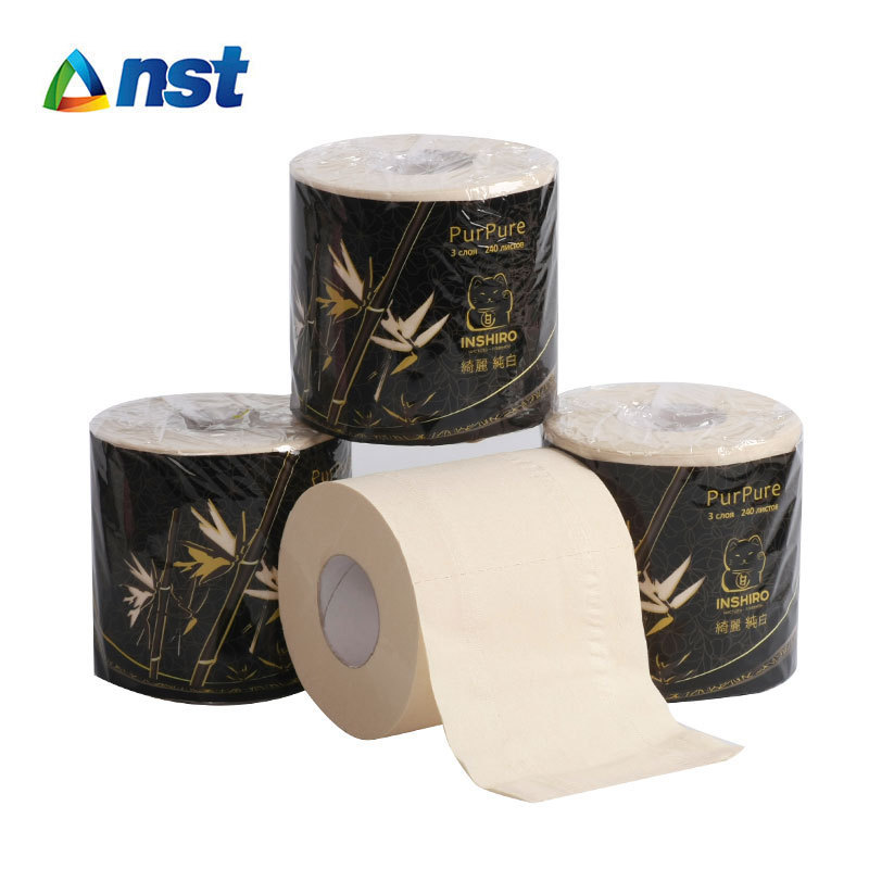 3 layer bamboo paper high quality toilet tissue natural color