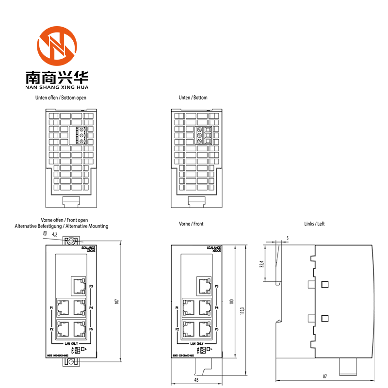 New Original 6GK5005-0BA00-1AB2 XB005 Series 5-port Ethernet Switch With DIN Rail Installation 10/100Mbit/s