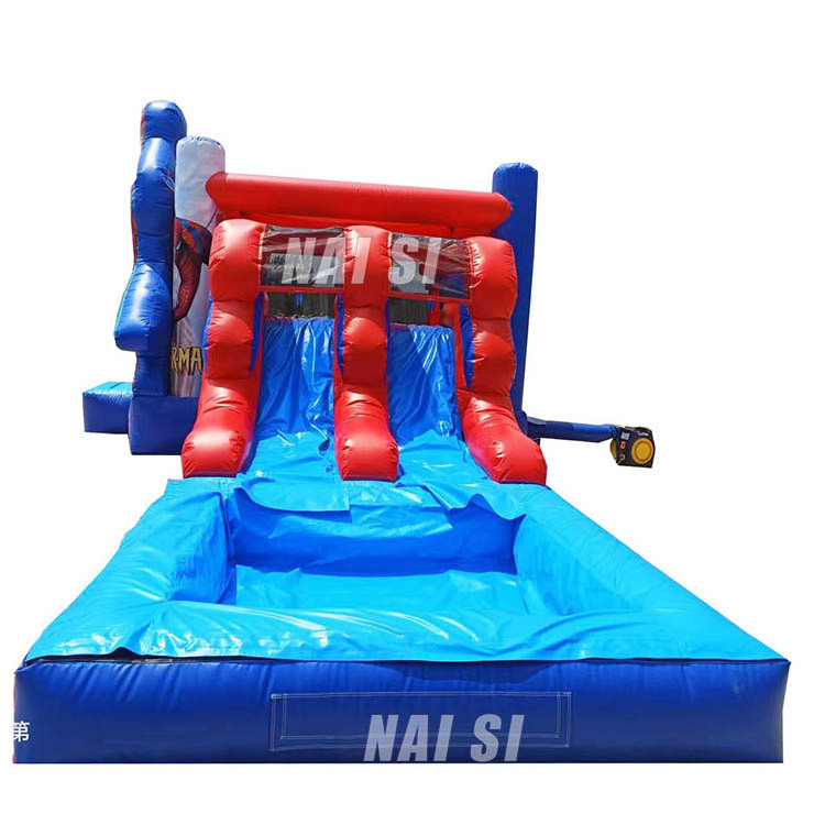 Hot Sale Cheap Price Commercial Inflatables Combo Spider Man Water Slide With Pool