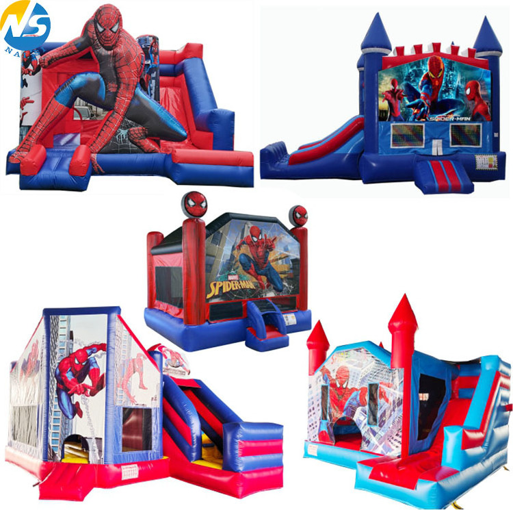 China Factory Spider-Man Bounce House Inflatable Kids Backyard Spider man Bounce House With Slides Spiderman jumping castle