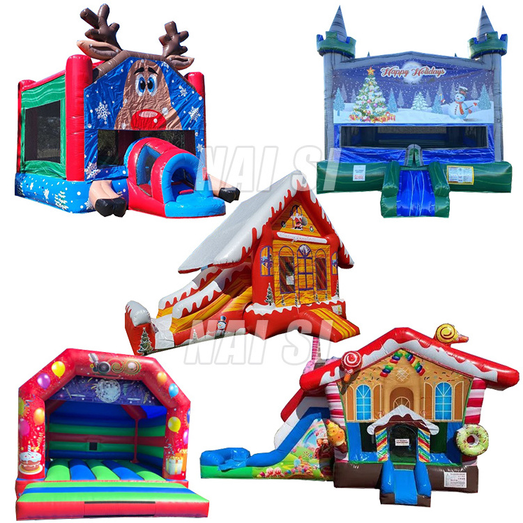 Very Popular Christmas Theme Inflatable Jumpers Kids Bouncy Castle Jumping Castle Christmas Bounce House For Party Rents